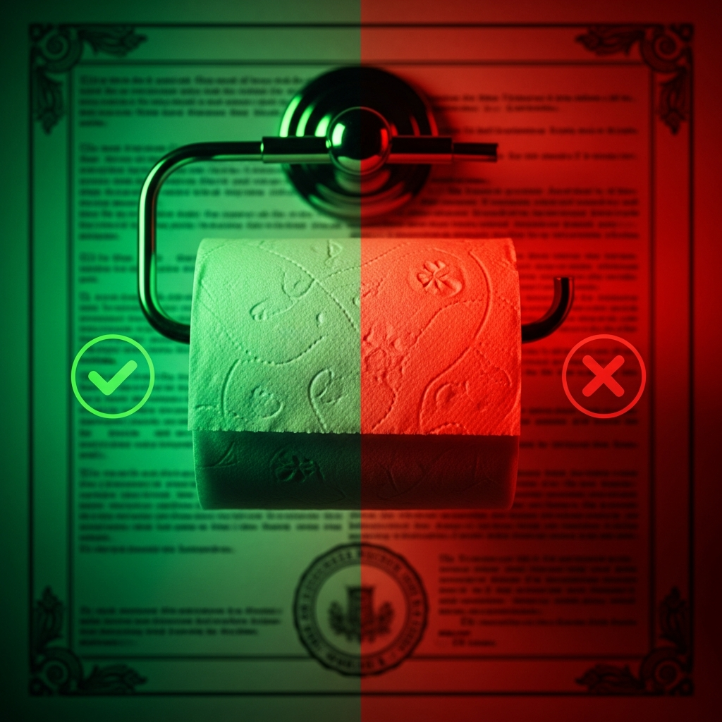 Gmina Czysty Zwij wprowadza "Ustawę o Orientacji Papieru Toaletowego". Czy wiesz, jak wieszać rolkę zgodnie z prawem? Pod lupą prawa